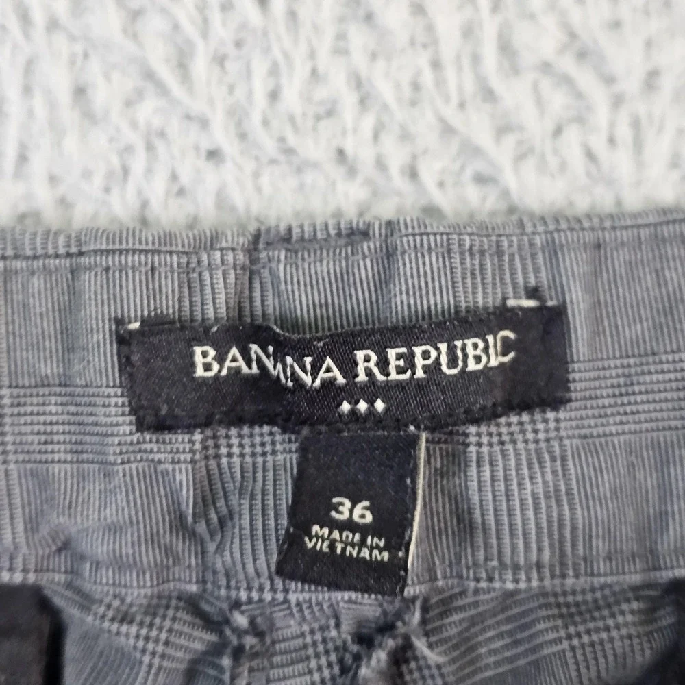 Banana Republic‎ Pants Mens 36x30 Gray Plaid Jogger Elastic Cuff Stretch Casual